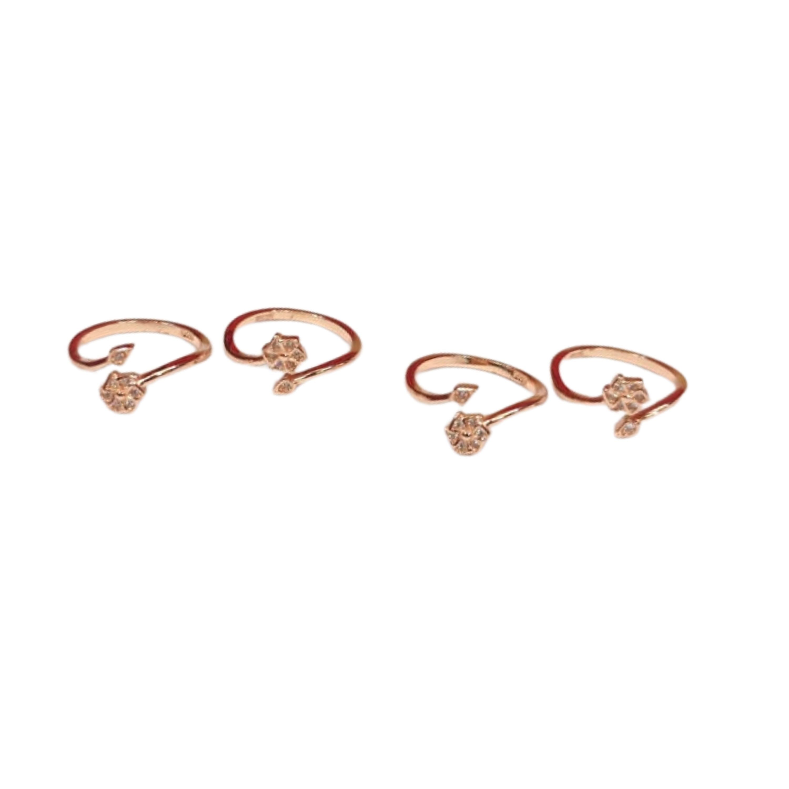 Silver Blossom Grace Toe Rings (Pair)