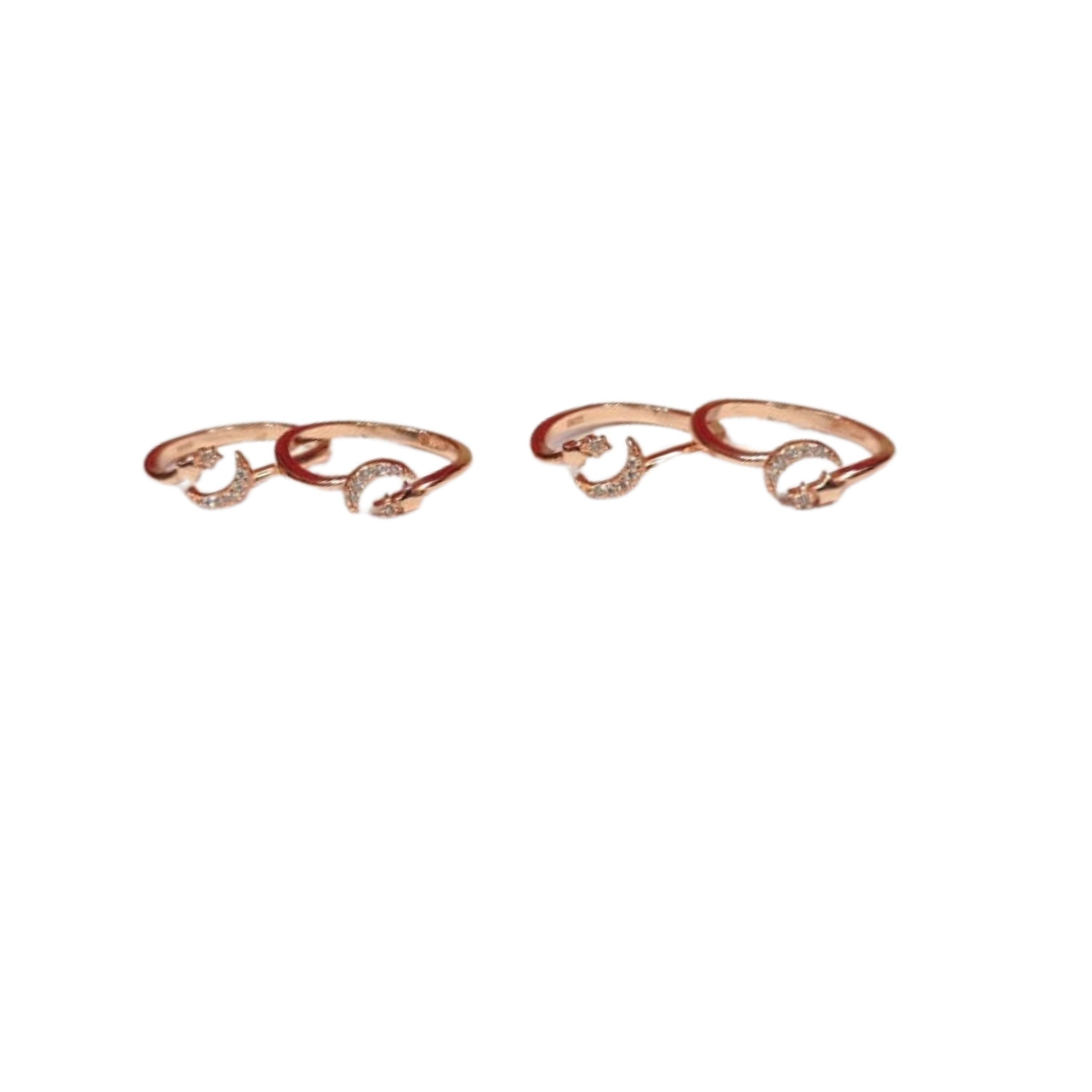 Silver Crescent Charm Toe Rings (Pair)
