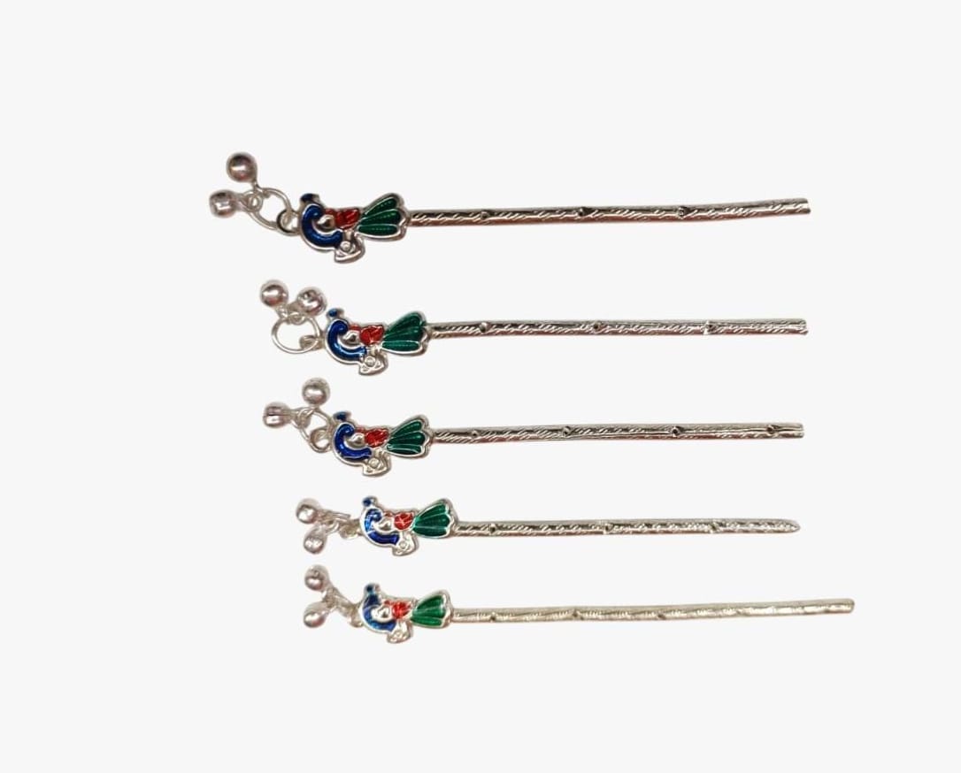 Peacock Charm Silver Flute