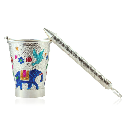 Gajraj Silver Pichkari & Bucket Set