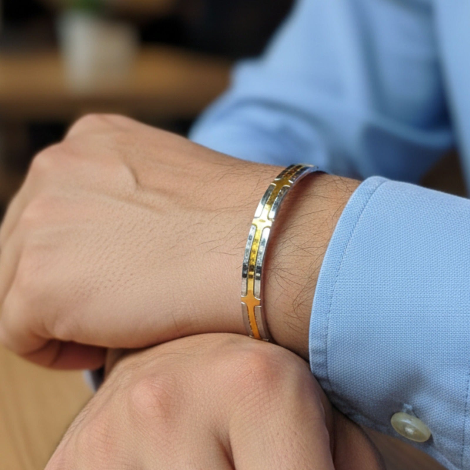 Silver Dual-Tone “Classic Block” Kada