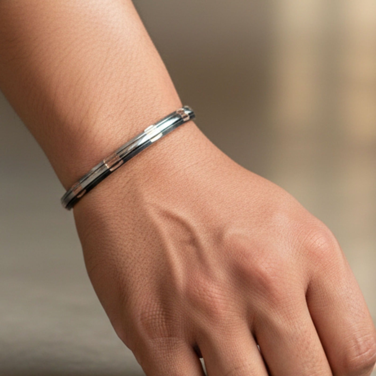 Silver Dual Stripe Kada