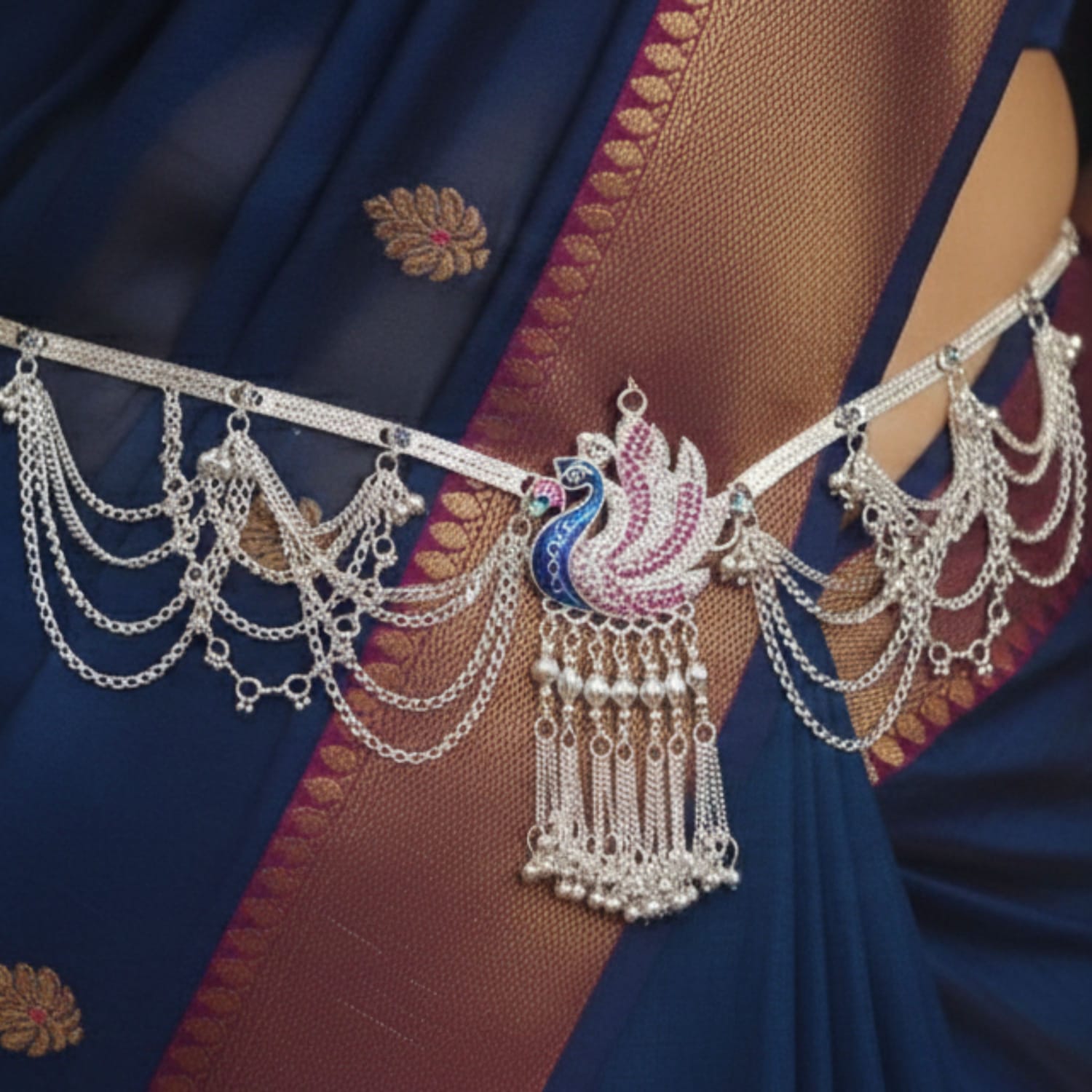 Mayur Kala Silver Kamarbandh