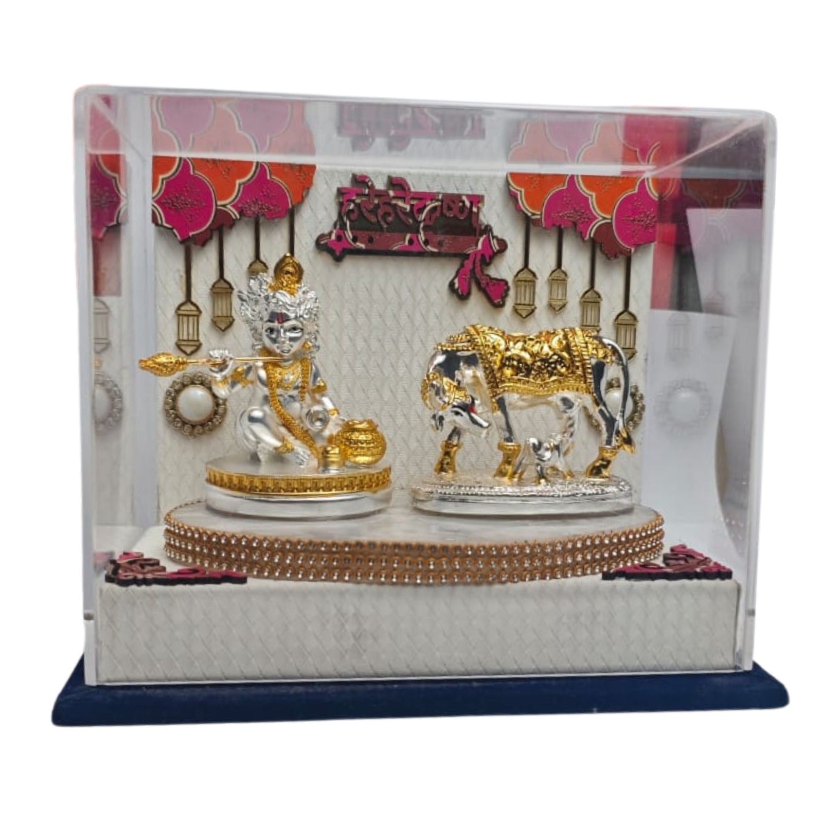 Divine Silver Krishna & Kamdhenu Set