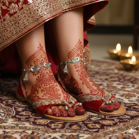 Peacock Grace Silver Payal