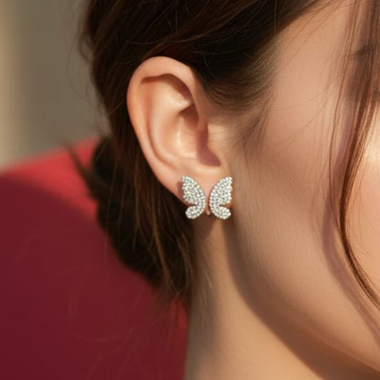Crystal Flutter Sterling Silver Stud Earring