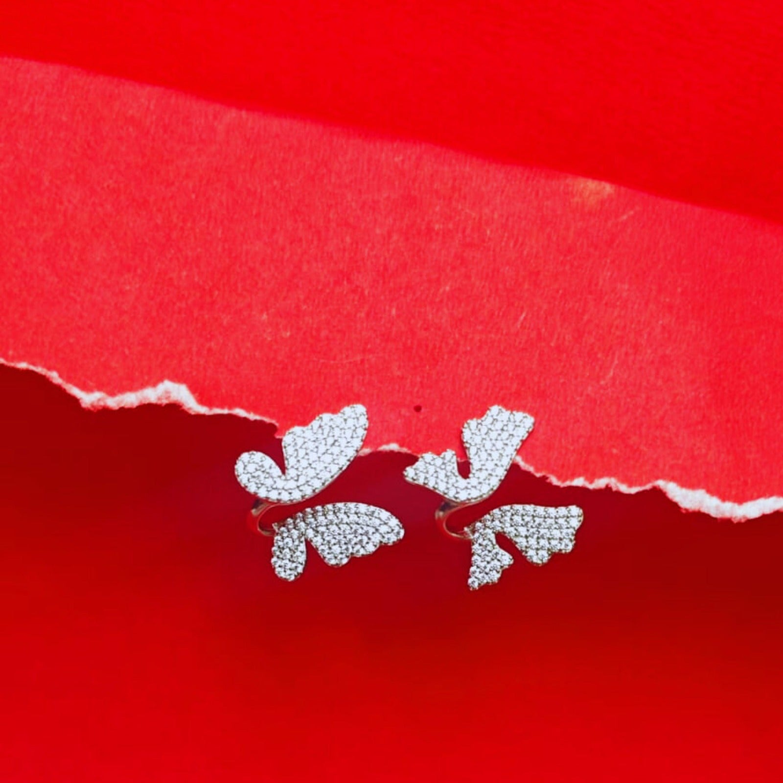 Crystal Flutter Sterling Silver Stud Earring