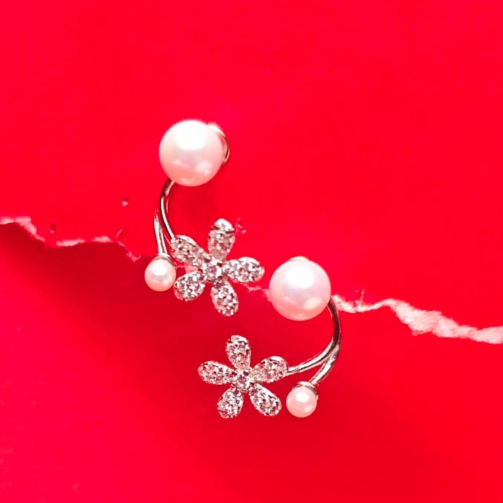 Pearl Blossom Sterling Silver Stud Earring