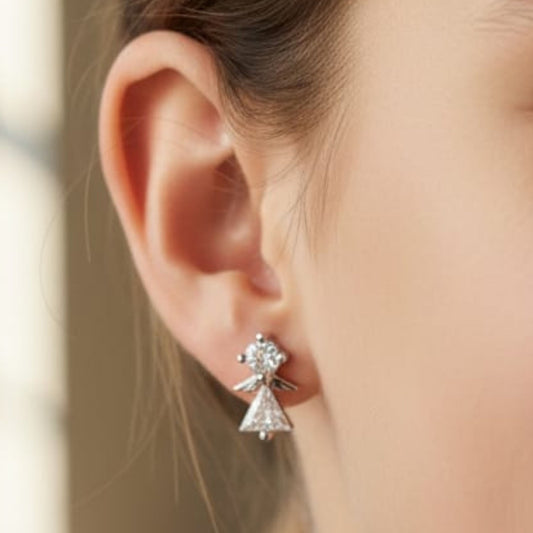 Crystal Angel Sterling Silver Stud Earring