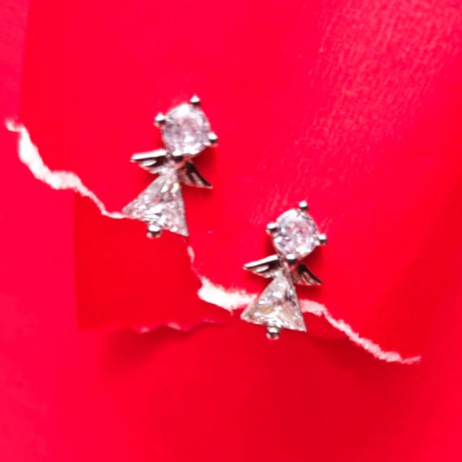 Crystal Angel Sterling Silver Stud Earring