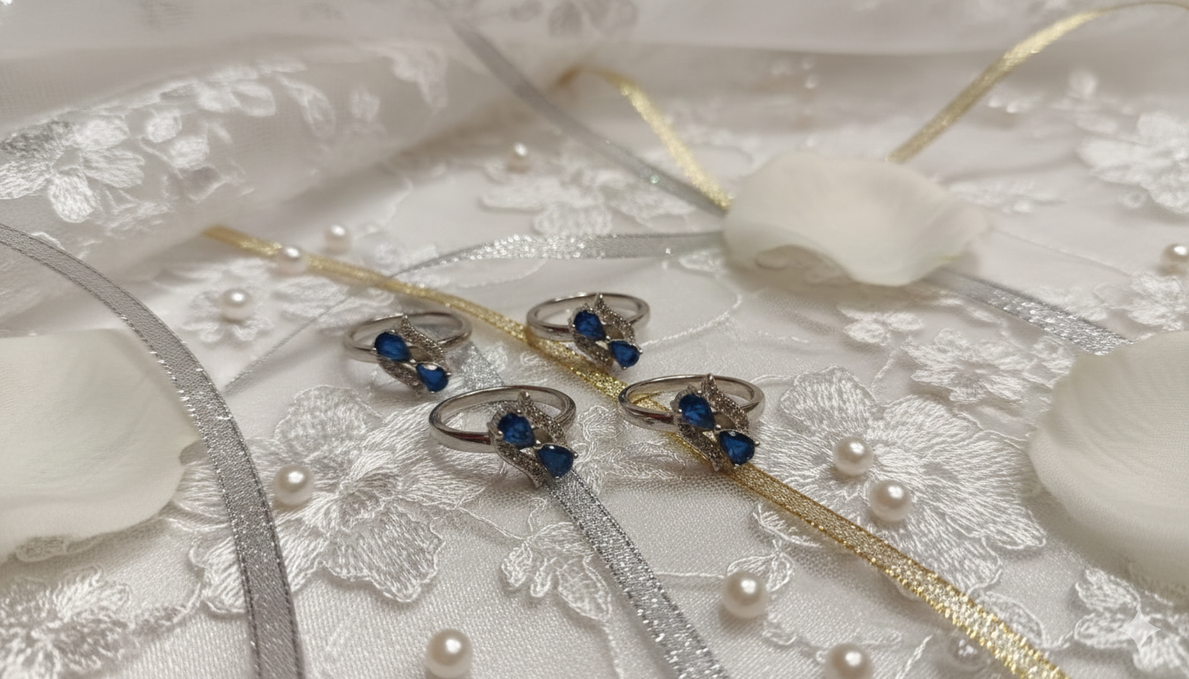 Silver Sapphire Wave Toe Ring
