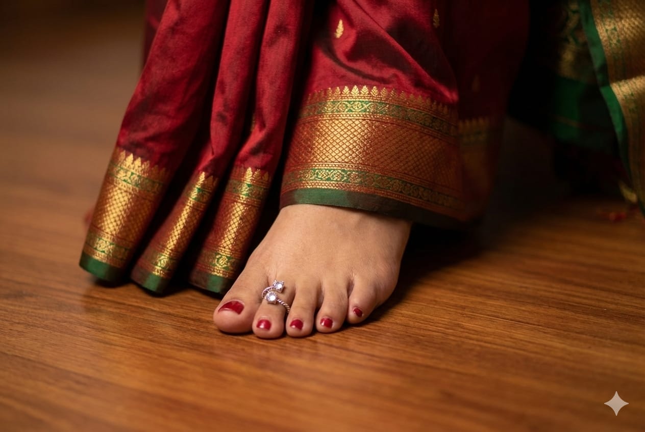 Silver Floral Sparkle Toe Ring