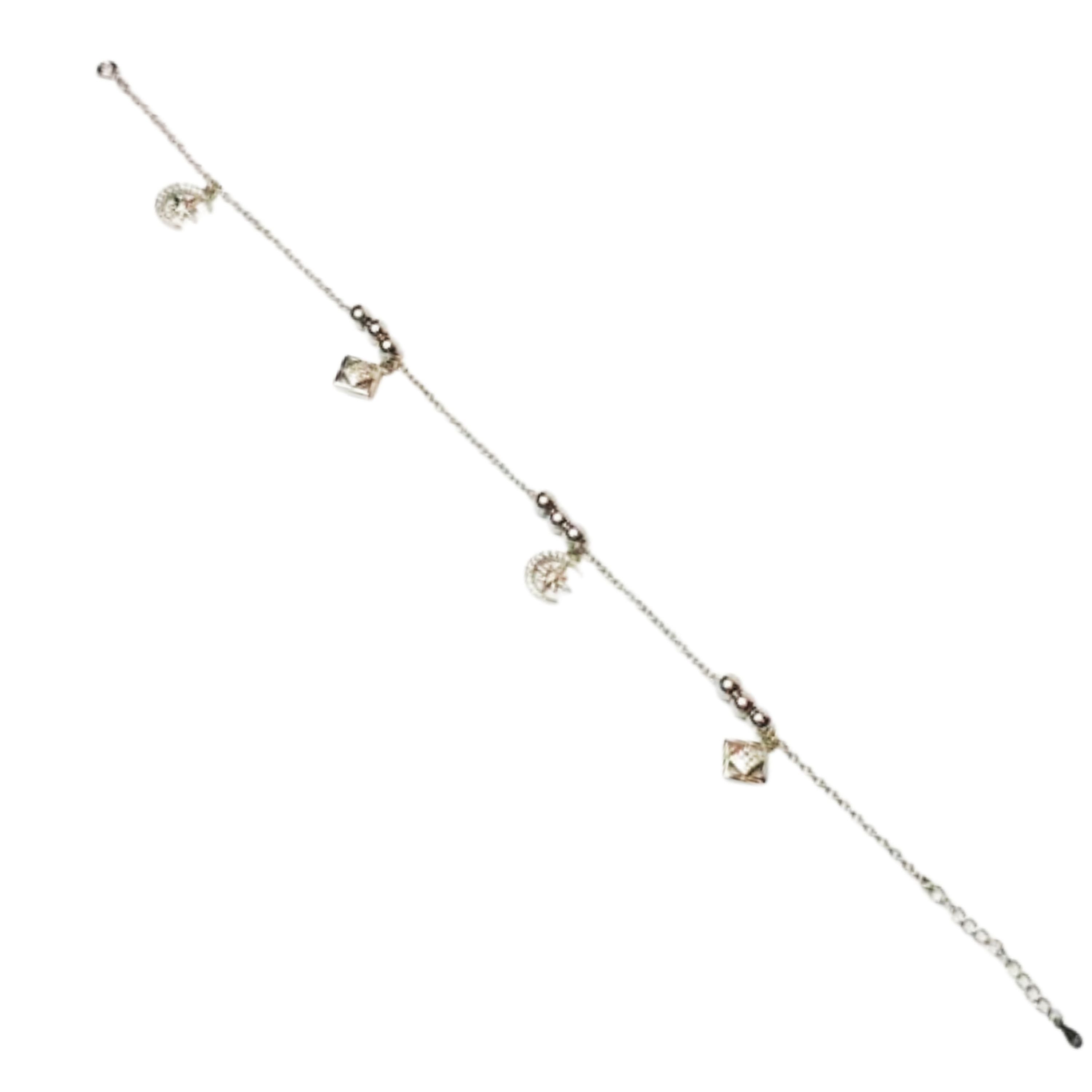 Silver Moon & Star Charm Anklet