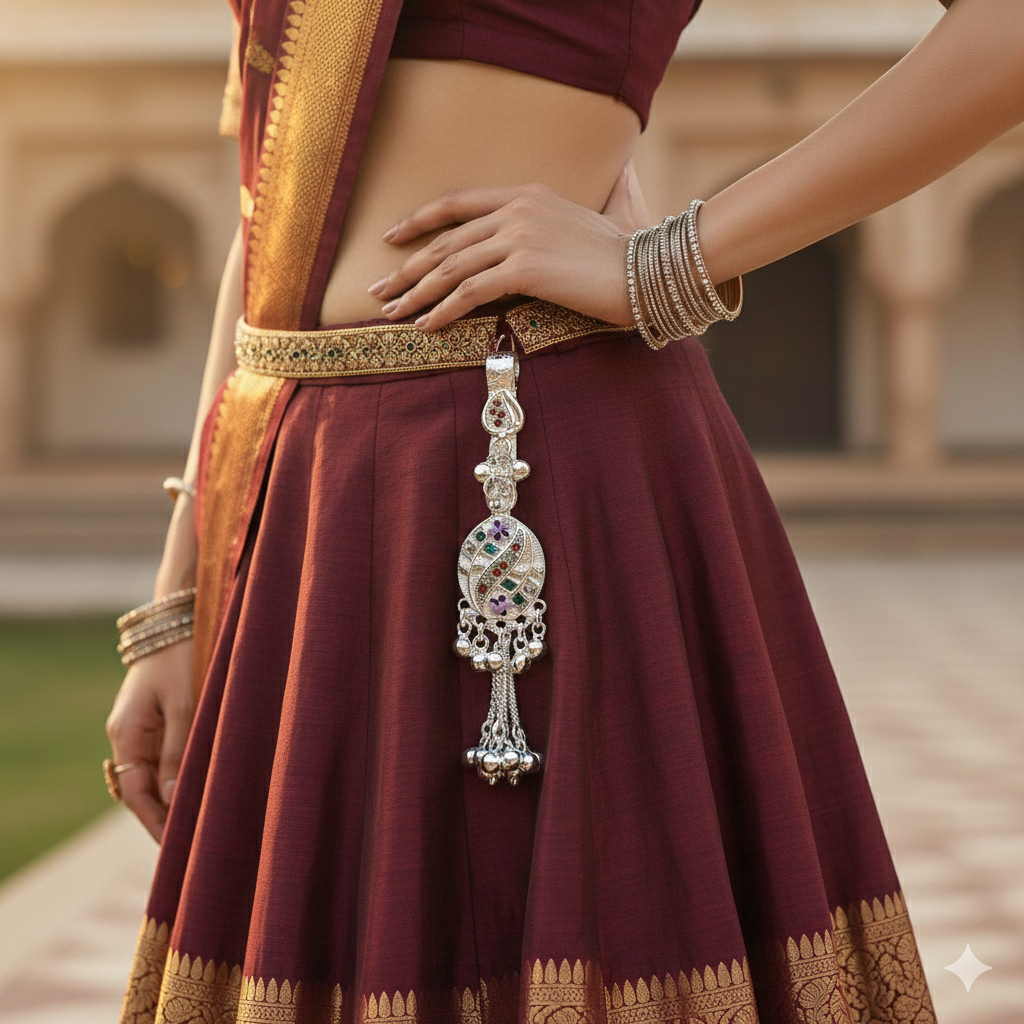 Royal Silver Tassel Keychain